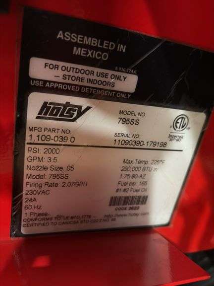 Hotsy 2000 psi (Unused)