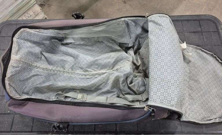 Grey & Blue Suitcase with Wheels & Handle
