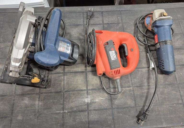 Corded Ryobi Circular Saw, Black & Decker Jigsaw and Corded Ryobi Angle Grinder