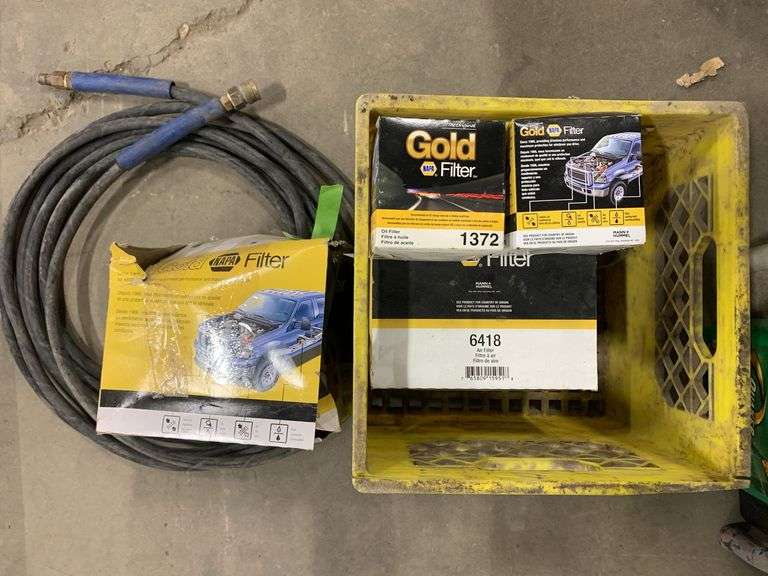 Various Car Filters and Air Pressure Hose
