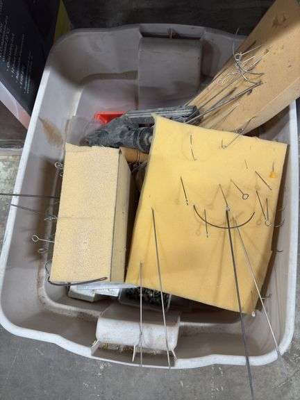 Bin of Assorted Upholstery Supplies