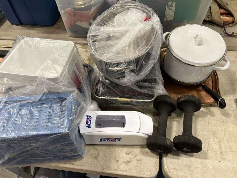Baskets, Pots & Pans, Sanitizer Station, & Misc.
