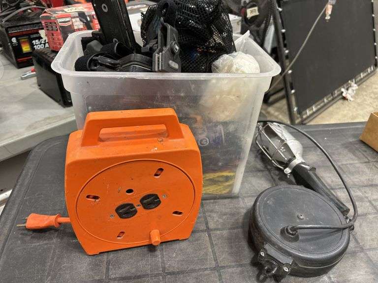 Extension Cord Reel, Work Light with Reel & Misc. Clamps