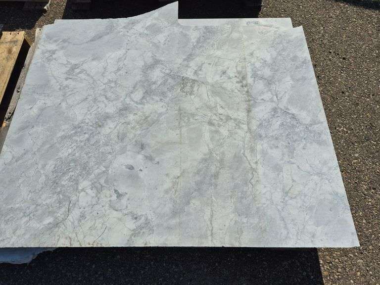 2 Slabs of Granite (Both White with Light and Dark Grey Veining Pattern)