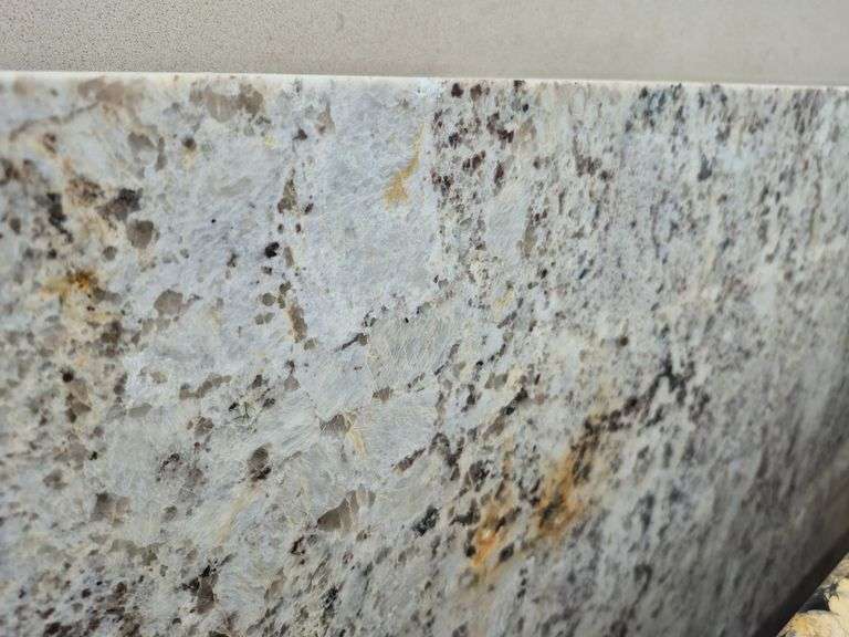 Slab of Granite Irregular Shape (White with Grey/Beige/Brown/Light Purple Speckled Pattern)