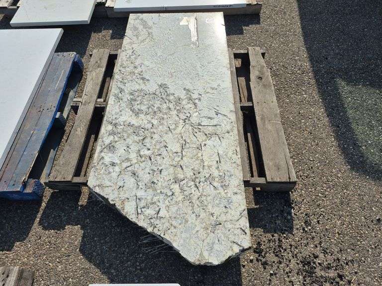 Slab of Granite (White/Grey/Beige/Black Veining Pattern)