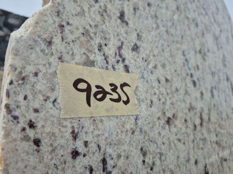 Slab of Granite Irregular Shape (White with Grey/Purple/Beige Speckled Pattern)