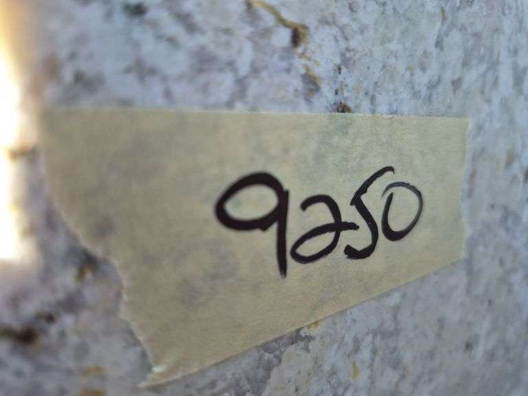 Slab of Granite L-Shaped (White with Grey/Black/Beige Veining/Speckling Pattern)