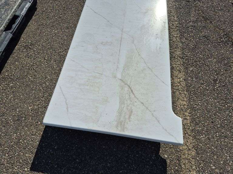 Slab of Granite Irregular Shape (White with Beige and Grey Veining)
