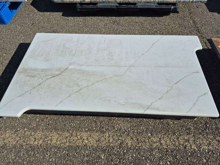 Slab of Granite Irregular Shape (White with Beige and Grey Veining)