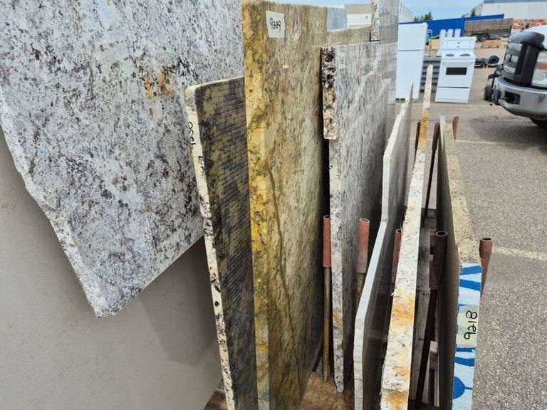 Slab of Granite Irregular Shape (White with Grey/Beige/Brown/Light Purple Speckled Pattern)