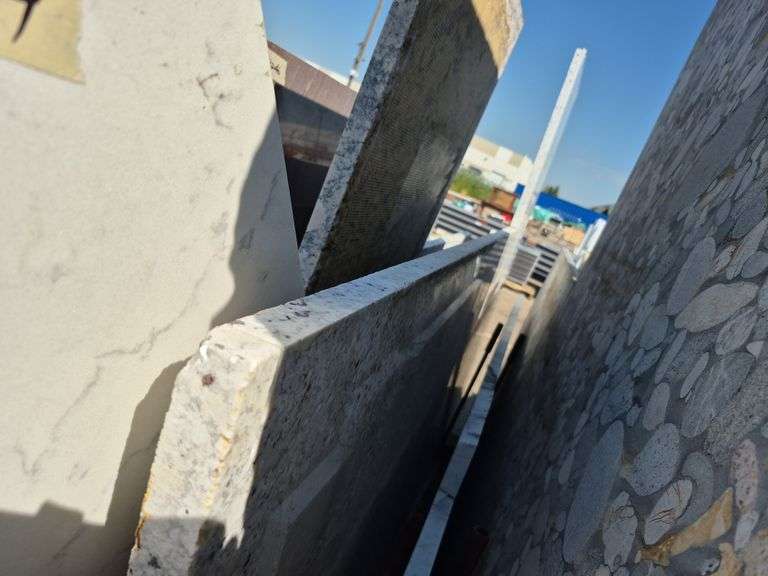 Slab of Granite L-Shaped (White with Grey/Black/Beige Veining/Speckling Pattern)