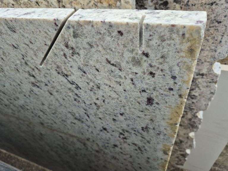 Slab of Granite Irregular Shape (White with Grey/Purple/Beige Speckled Pattern)