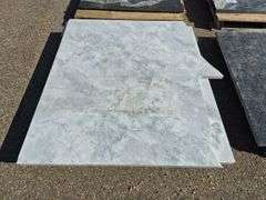 2 Slabs of Granite (Both White with Light and Dark Grey Veining Pattern)