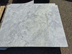 2 Slabs of Granite (Both White with Light and Dark Grey Veining Pattern)