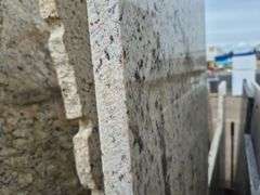 Slab of Granite Irregular Shape (White with Grey/Purple/Beige Speckled Pattern)
