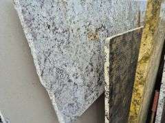 Slab of Granite Irregular Shape (White with Grey/Beige/Brown/Light Purple Speckled Pattern)