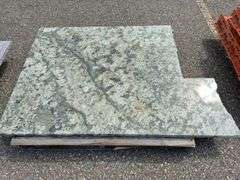 Slab of Granite Irregular Shape (Green/Beige/White/Grey Veining Pattern)
