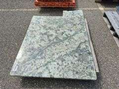 Slab of Granite Irregular Shape (Green/Beige/White/Grey Veining Pattern)