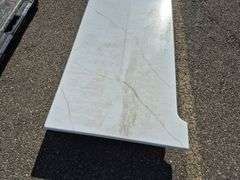 Slab of Granite Irregular Shape (White with Beige and Grey Veining)