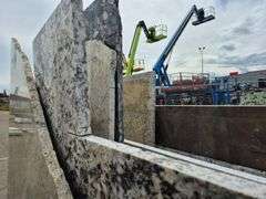 Slab of Granite Irregular Shape (White/Grey/Beige/Black Veining/Speckling Pattern)