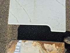 Slab of Granite Irregular Shape (White with Beige and Grey Veining)