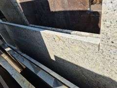 Slab of Granite L-Shaped (White with Grey/Black/Beige Veining/Speckling Pattern)