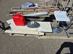 Pallet with Granite Countertop with Sink, Bar Stool, Gas Can, Bathtub, & Misc.