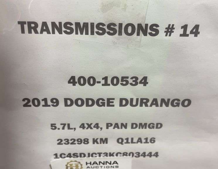 2019 Dodge Durango Transmission