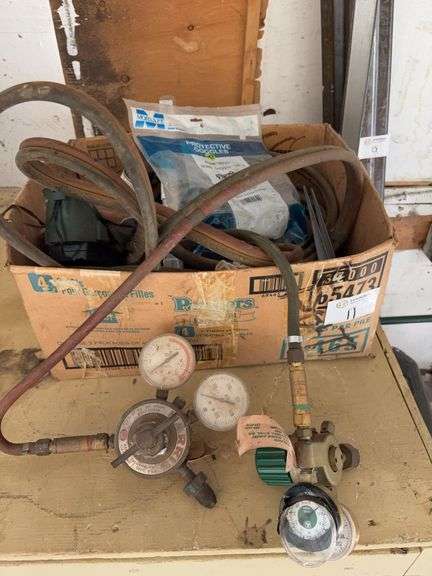 Assorted Gas Pressure Regulators and Protective Glasses