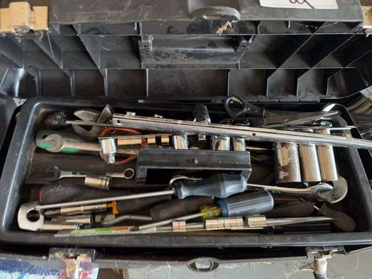 Black Tool Box w/ Assorted Tools
