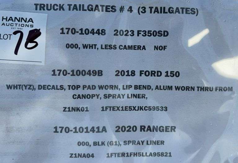 Ford Truck Tailgates (3 Units)