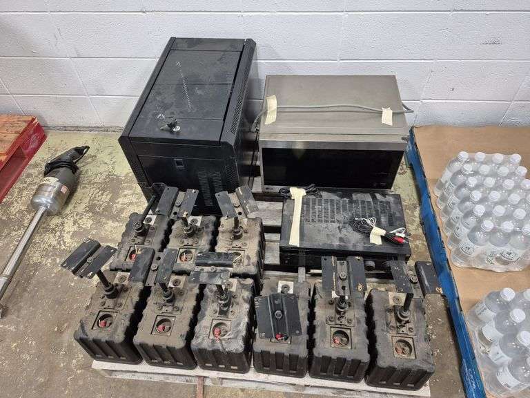 Microwave, 9 Wall Mounted Speakers, Storage Unit for Computer Hardware, Sony Amplifier