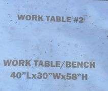 Work Table/Bench (40"Lx30"Wx58"H)