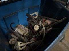 (3) Storage Bins, Opened Paints, Stool & Misc.