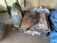 Tile Saw, Portable Vaccuum Cleaner, Straps, Steel Trash Can, Etc.