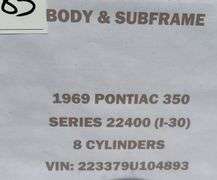 1969 Pontiac Firebird 350 Body & Subframe