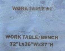 Work Table/Bench (72"Lx36"Wx37"H)