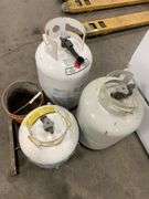 3 Propane Tanks and Bucket with Finishing Trowel