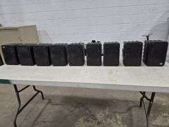 Microwave, 9 Wall Mounted Speakers, Storage Unit for Computer Hardware, Sony Amplifier