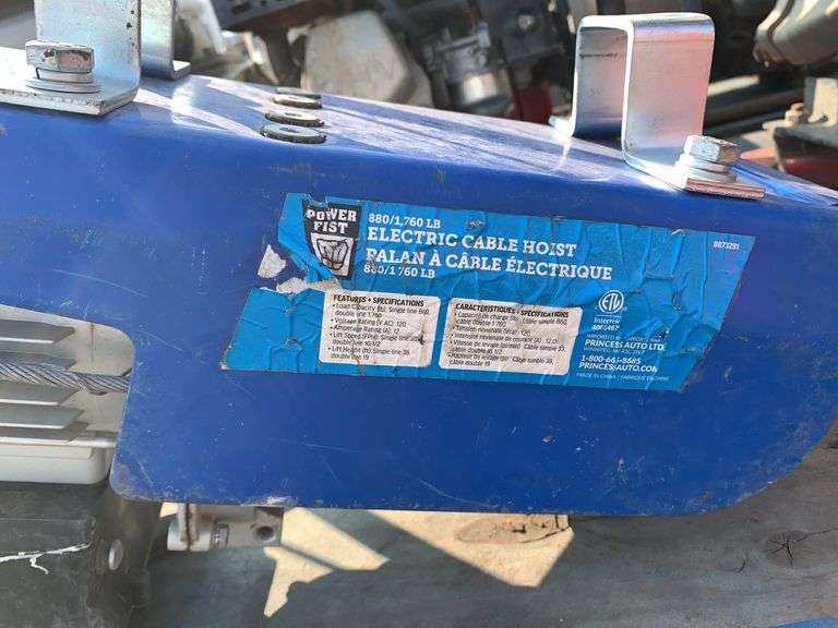 Power Fist Electric 880/1760lb Cable Hoist