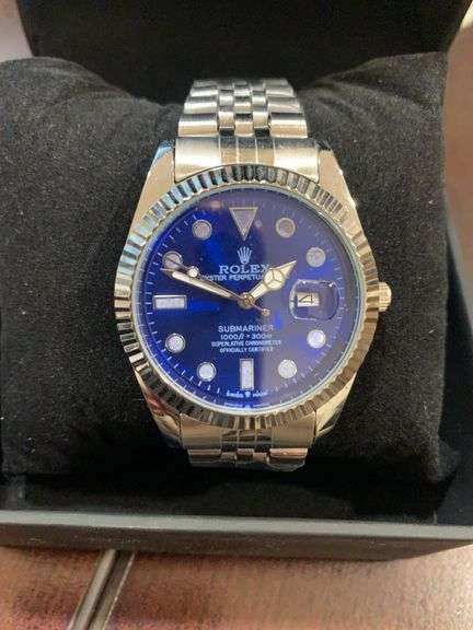 Silver w/ Blue Face Rolex Submariner Oyster Perpetual (Unverified)