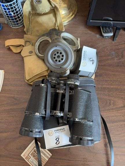 Antique Gas Mask and Binoculars