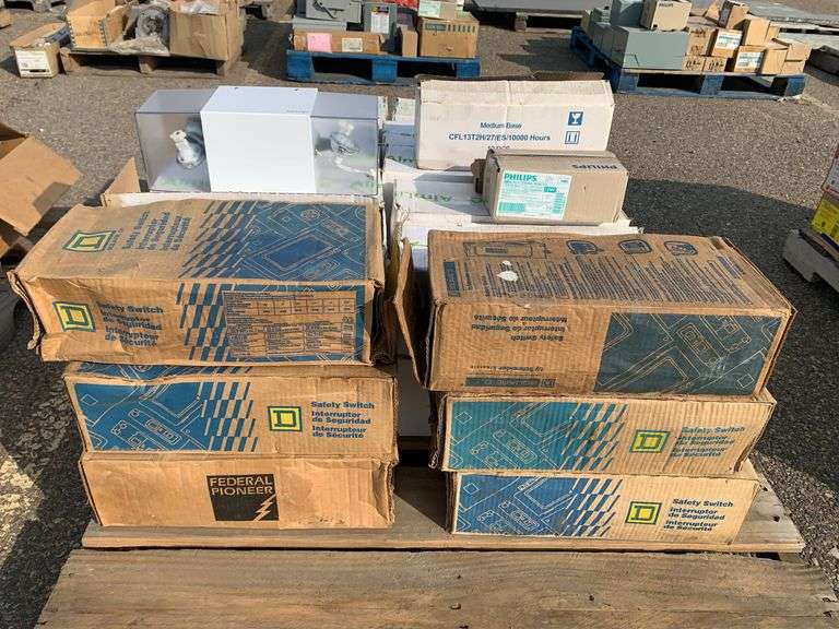 Pallet of Electrical Switch Gear, Light Fixtures, Etc.