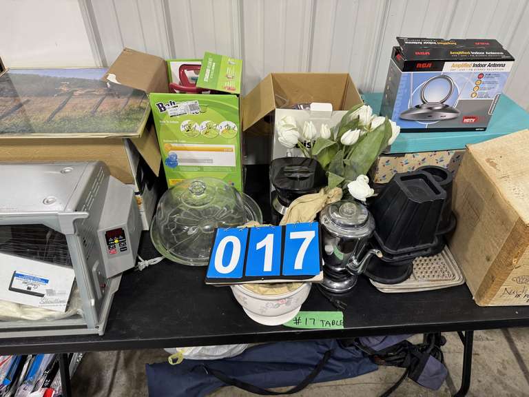 FULL TABLE - CAKE PLATE, COFFEE POT, ETC.