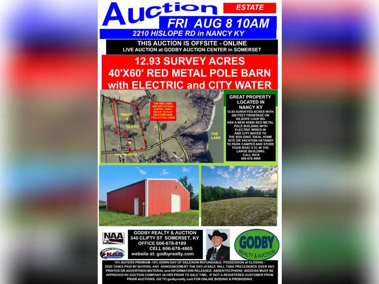 12.93 ACRES & POLE BARN