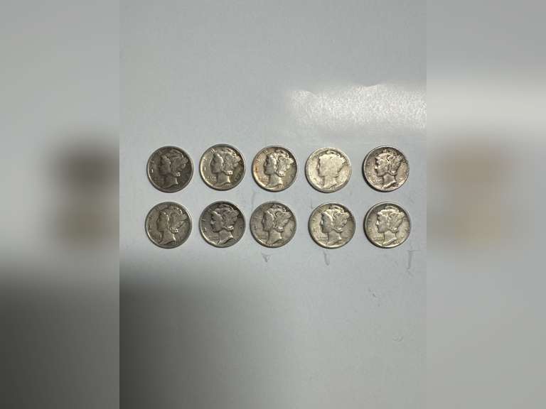 TEN (10) 1942-45 MERCURY DIMES