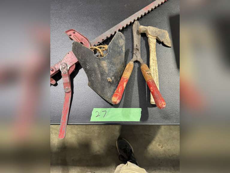 ASSORTED TOOLS - HATCHET, HEDGE TRIMMERS