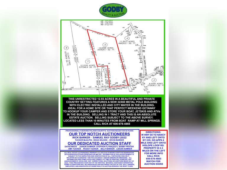 12.93 ACRES & POLE BARN