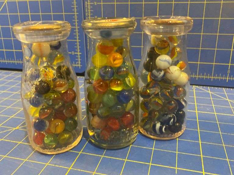 1/2 pint Milk bottles w/marbles